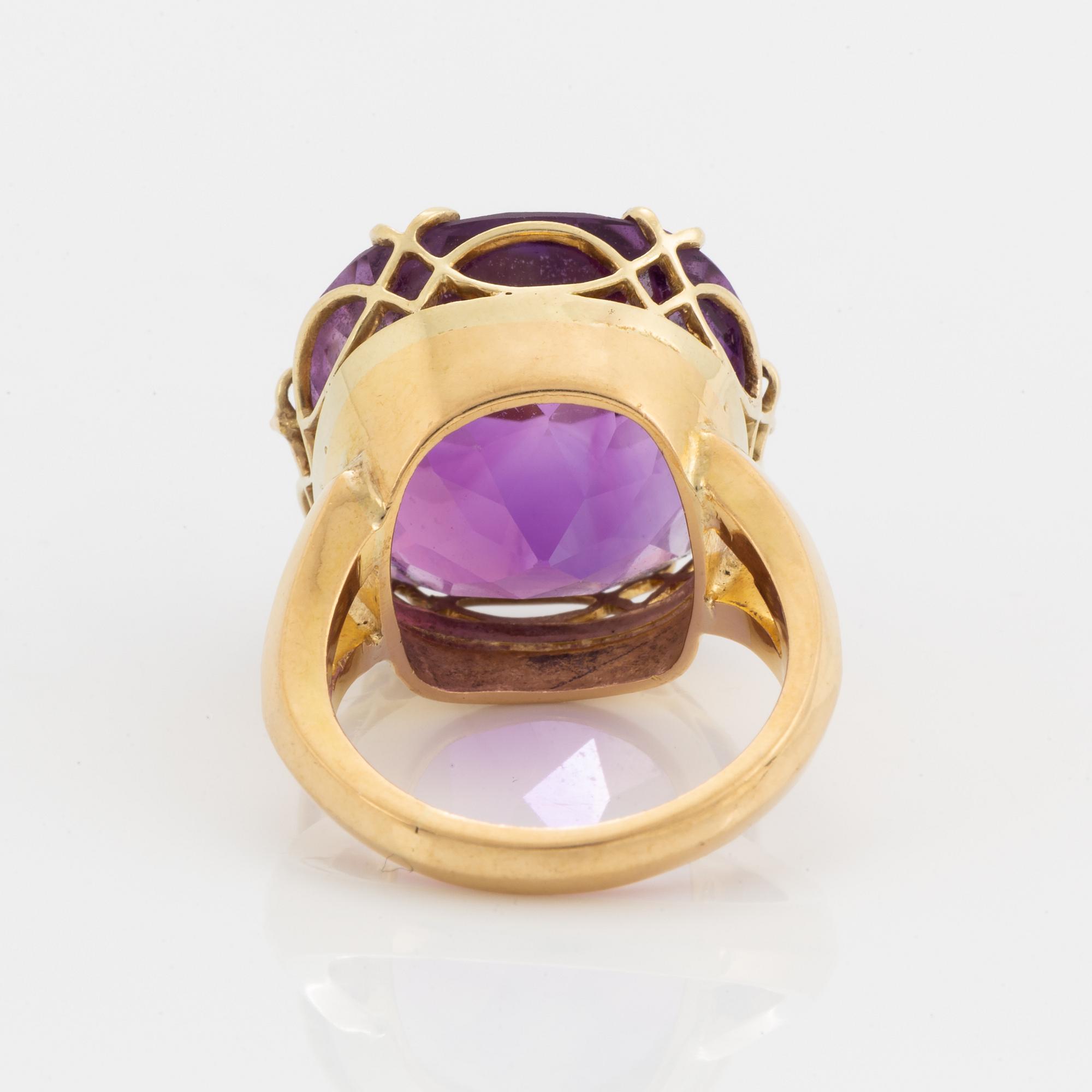 Cushion shaped amethyst cocktail ring, Gerdt Hartvig Sandqvist.