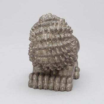 An Anna Petrus pewter sculpture of a lion, Svenskt Tenn, Stockholm 1920's-30's.