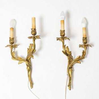 A pair of wall lights, Louis XV style, early 20th Century.