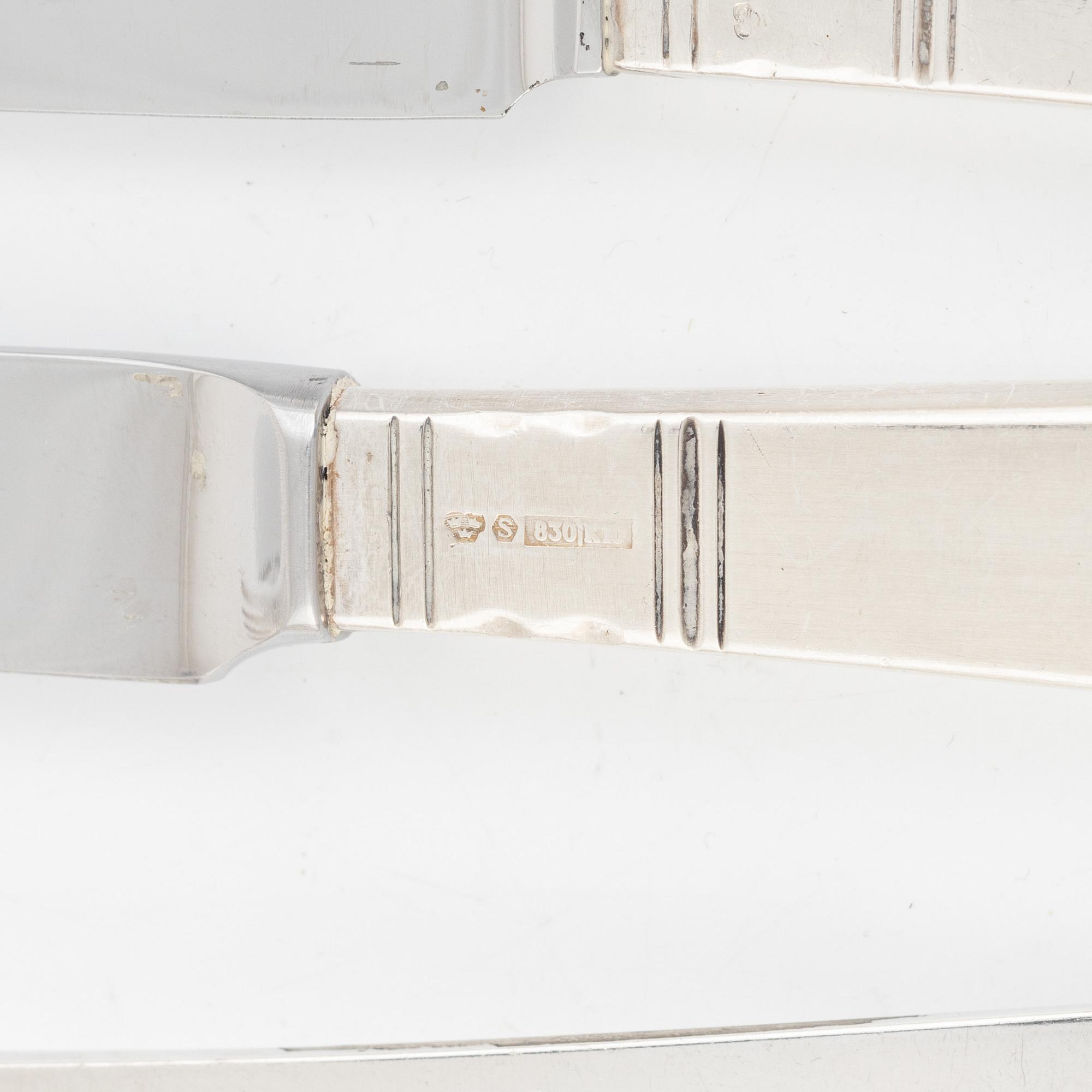 Jacob Ängman, an 88-piece silver flat wear set, "Rosenholm", GAB, Sweden, 1936-1984.