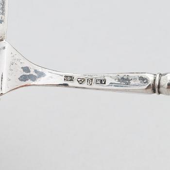 Four silver ladles, Sweden and England, 18th and 19th centuries.