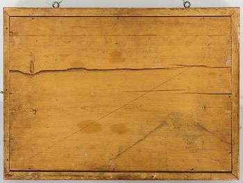 KLOCKTAVLA, olja med urverk och väderkvarn,
1800-talets mitt.