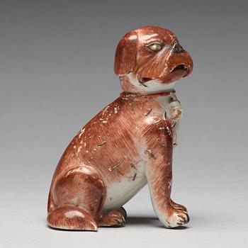 A Chinese porcelain figure of a pug dog, Qing dynasty, Qianlong (1736-95).