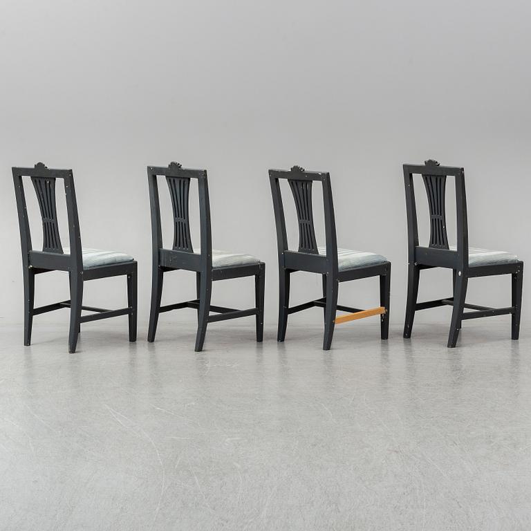 Four Gustavian chairs, Lindome, circa 1800.