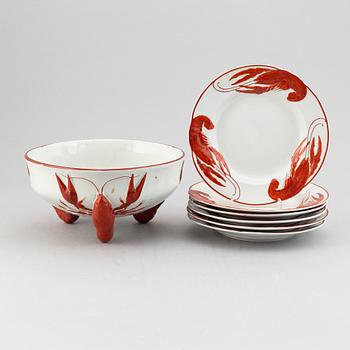 A 7 pcs crayfish service designed by Alf Wallander, Rörstrand.