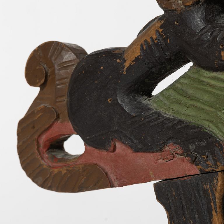 A Swedish carved and polychrome-painted part horse harness, 18th century.