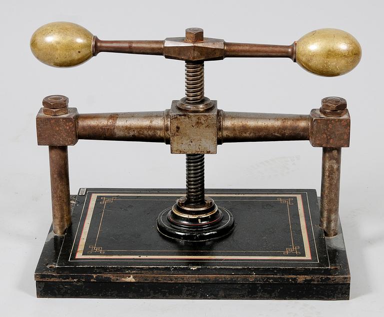 BOKPRESS , gjutjärn, sent 1800-tal.