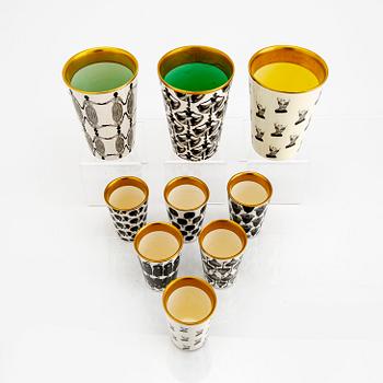 Åsa Lindström,  a set of nine different porcelain cups 21st century Rörstrand.