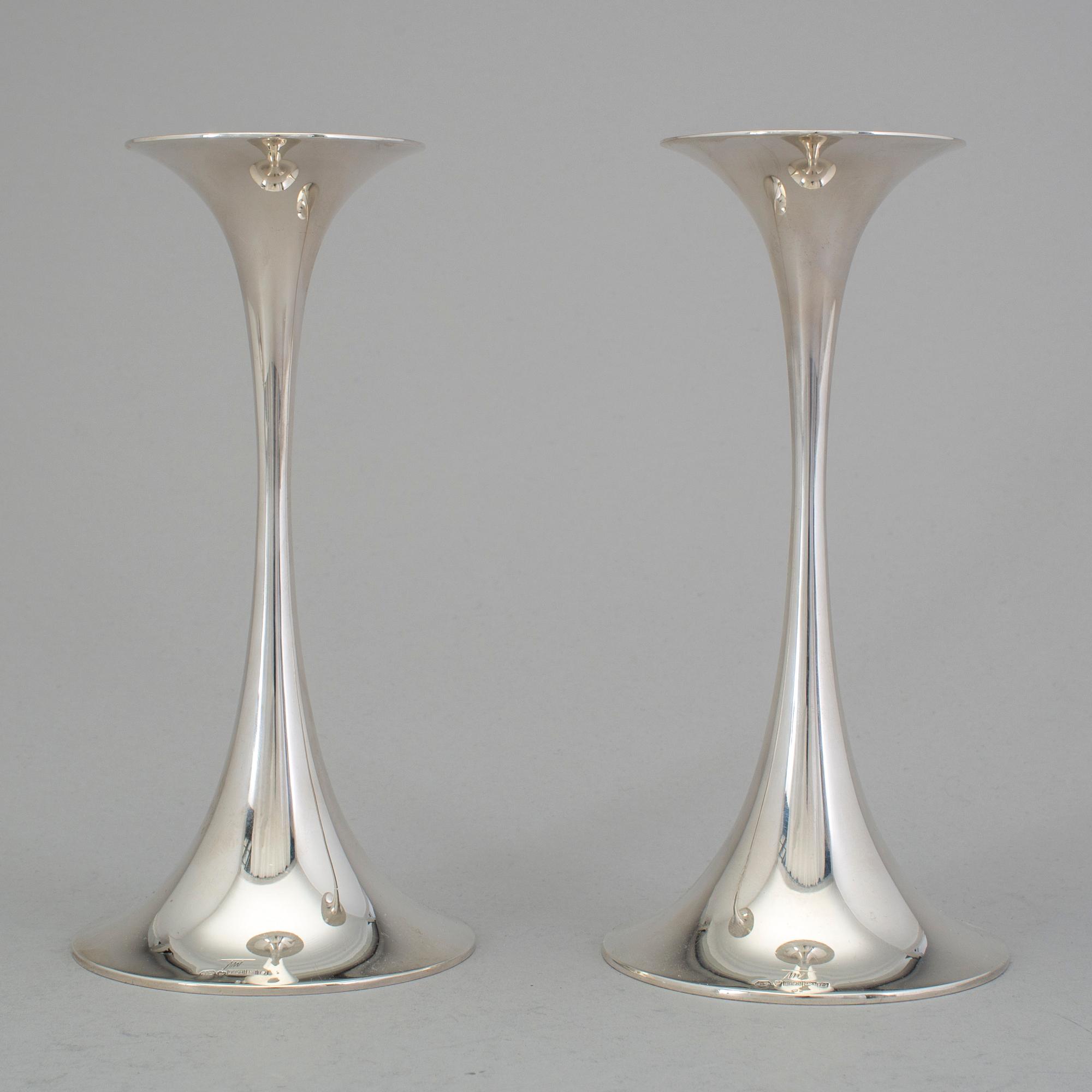 TAPIO WIRKKALA, ljusstakar, ett par, sterling, Kultakeskus, Finland 1972.