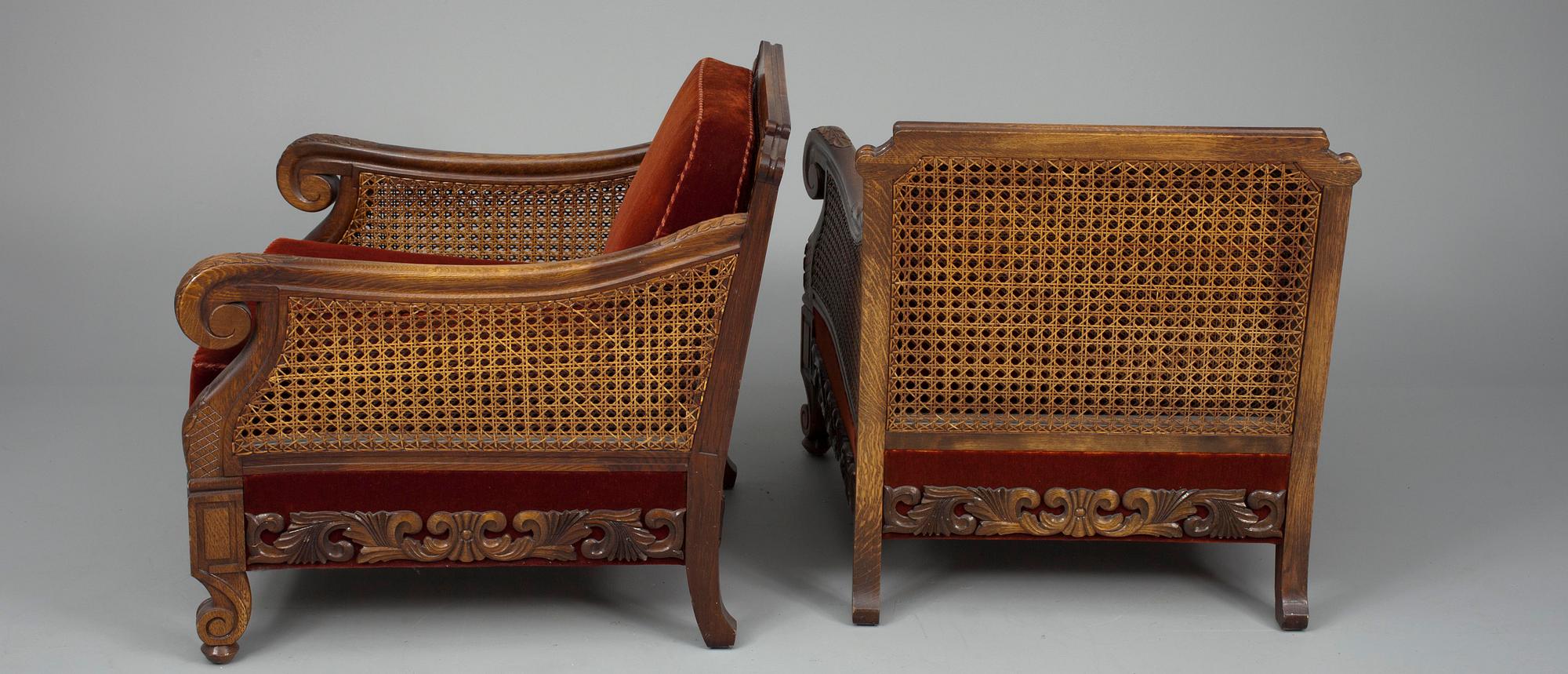 MÖBLEMANG 4 delar, ek, 1900-talets början.