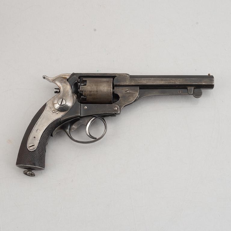 A cased Kerr patent double action percussion revolver. London Armoury Company. Serial no 11395.
