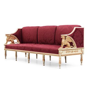 3. A late Gustavian early 19th century sofa attributed to Ephraim Ståhl, master in Stockholm 1794-1820.