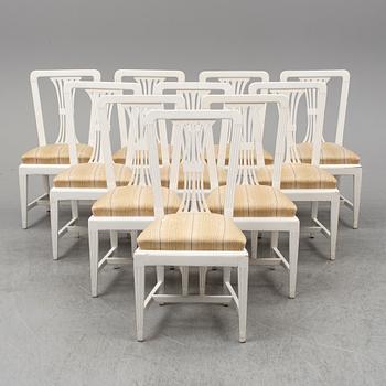 Ten chairs, Gustavian style, early 20th century.