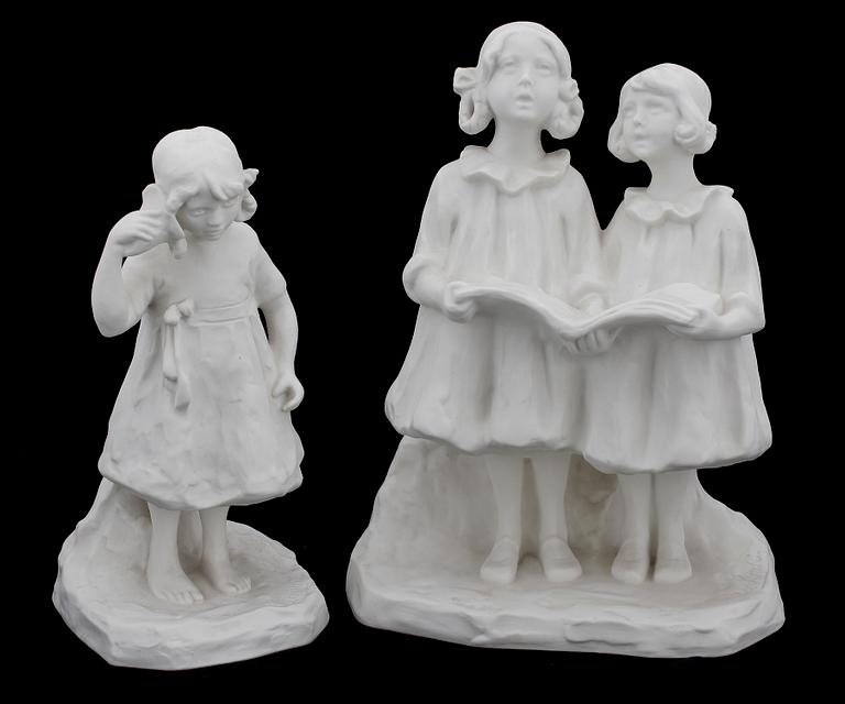 SKULPTURER, 2 st, parian, Gustafsberg 1914 o 1917.