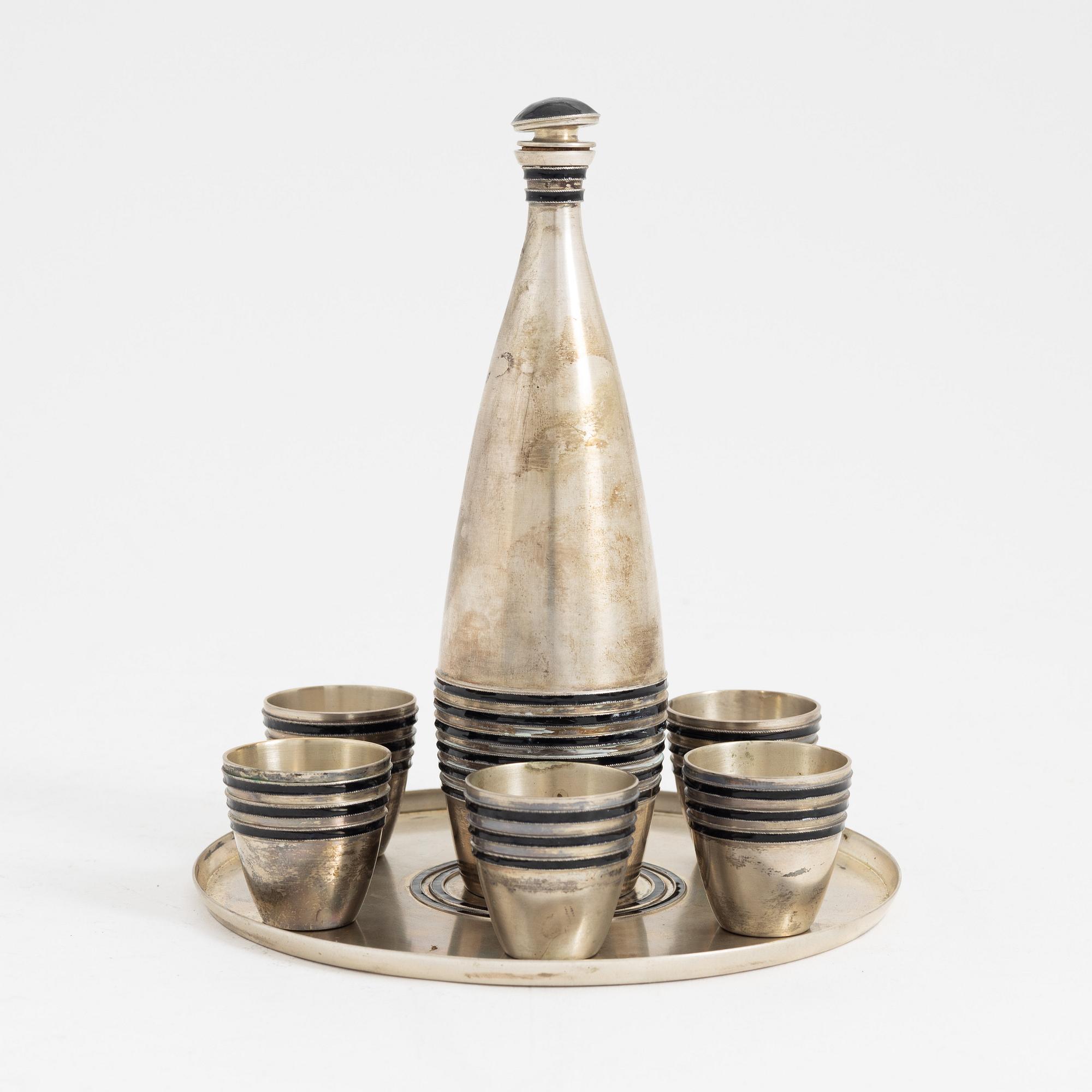 Vodkaset, silver, Leningrad, 1900-talets mitt.