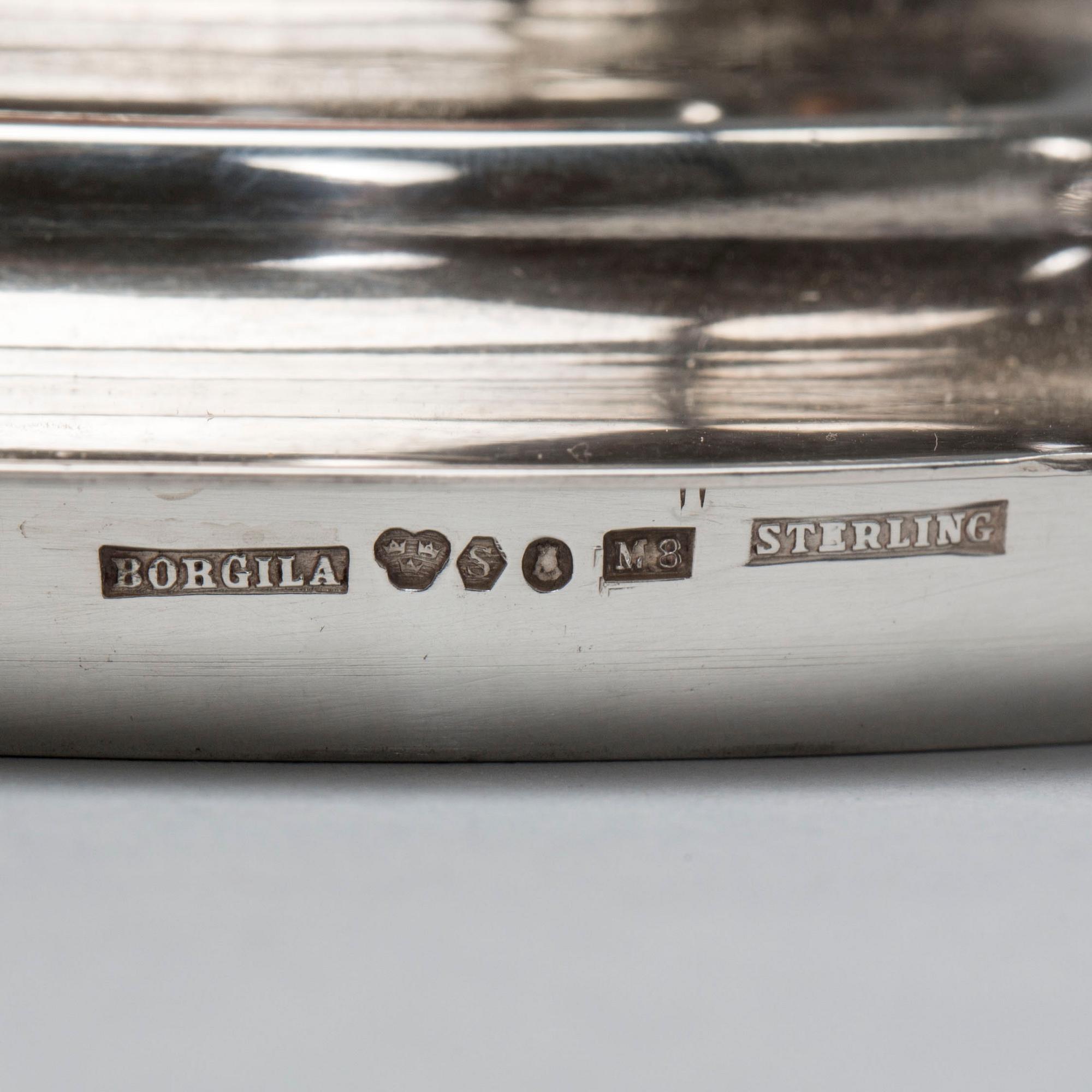 BÄGARE med LOCK, sterlingsilver, Atelier Borgila, Stockholm, 1938. Vikt ca 415 g.