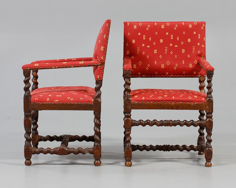 KARMSTOLAR, 4 st, barockstil, omkring sekelskiftet 1900.