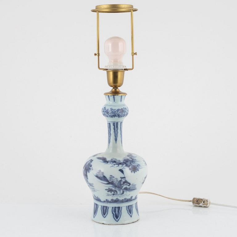 A faience table light/vase, Delft, Holland, 18th Century.