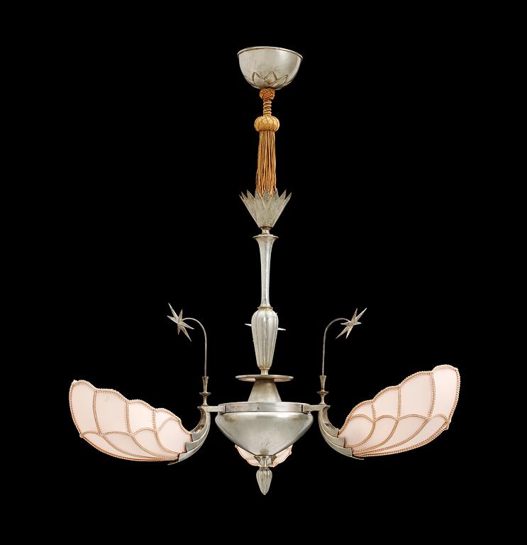 A pewter chandelier by unknown artist, Sweden 1920's.