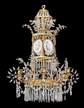 A North European circa 1800 six-light chandelier.