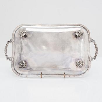 A Spanish silver tray , mid 20th century.