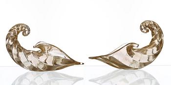 PAOLO VENINI, "Conchiglie"/ snäckor, ett par, Venini Murano, Italien 1960-tal.