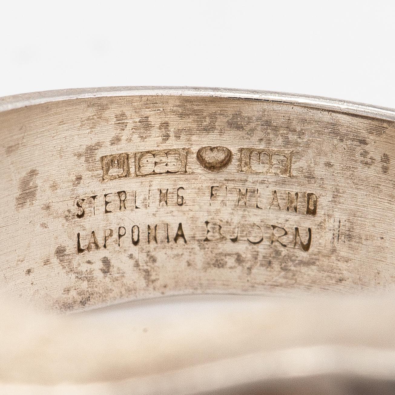 Lapponia, A sterling silver ring, a pair of earrings and a tie pin.