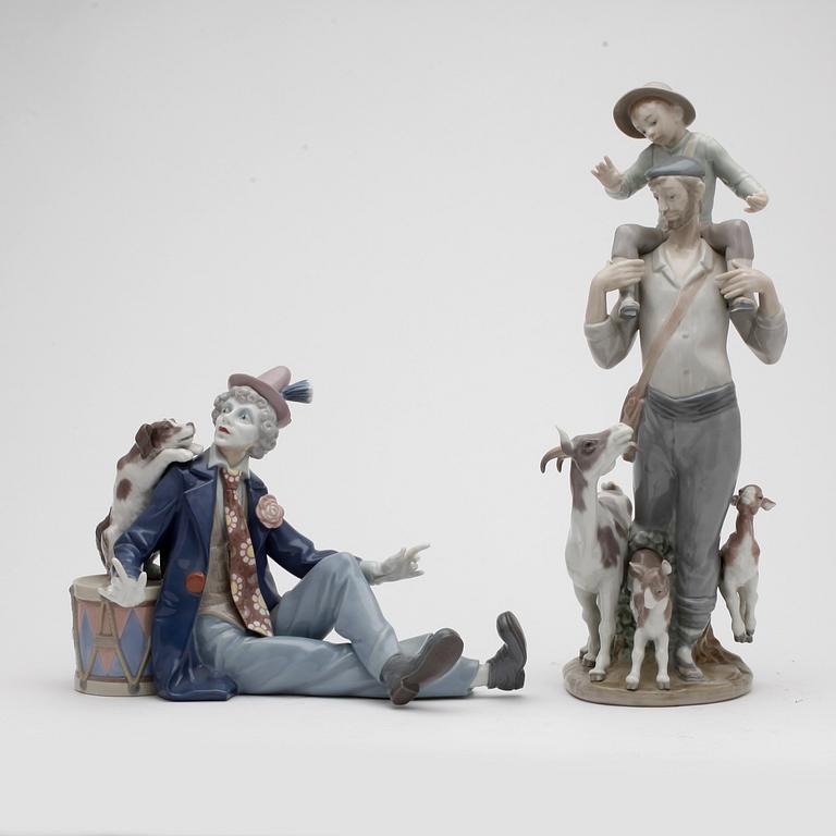 FIGURINER, 2 st, porslin, Lladro, 1900-tal.