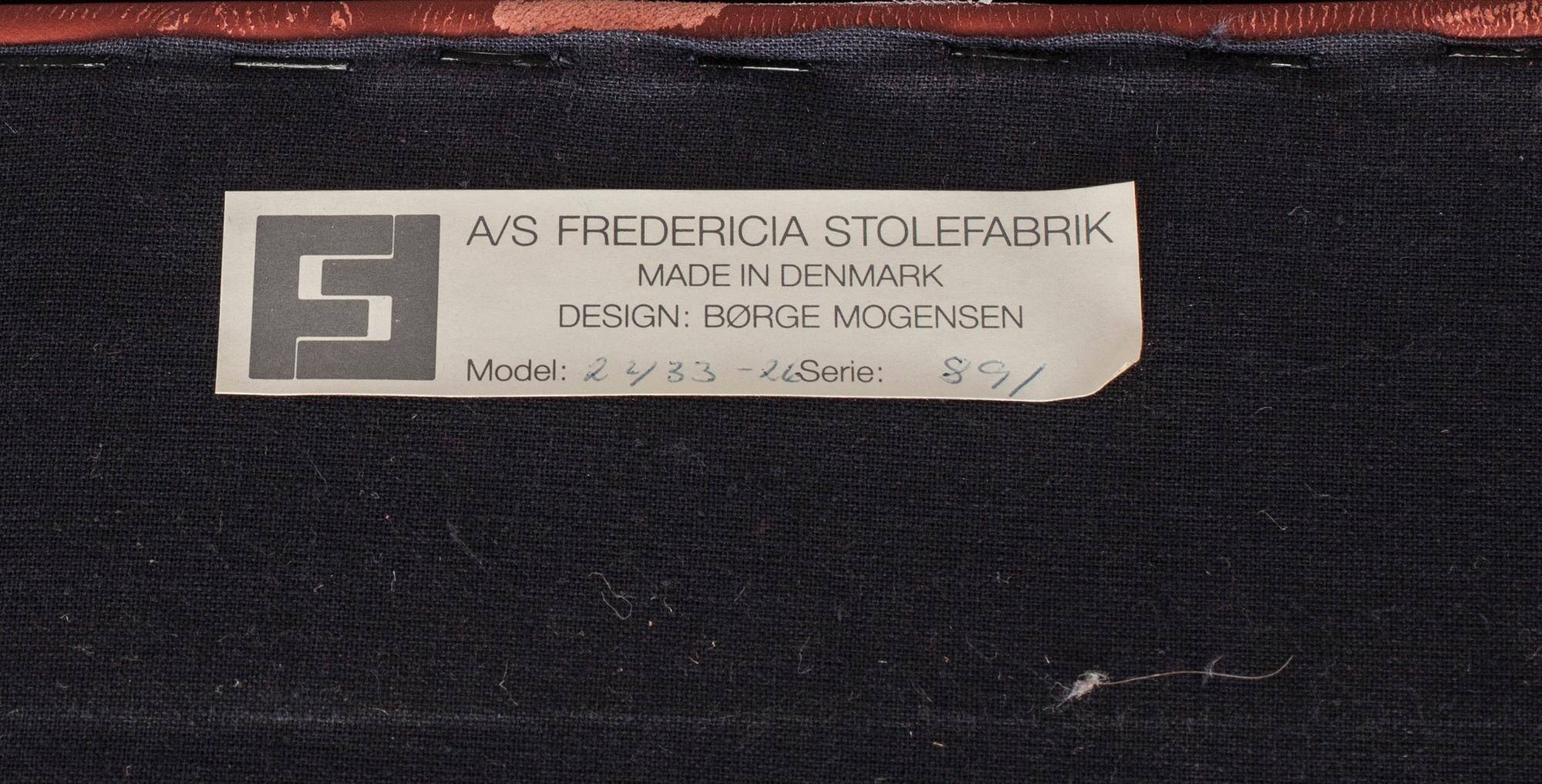 SOFFA. Börge Mogensen för Fredericia Stolefabrik, modellnummer 2433.