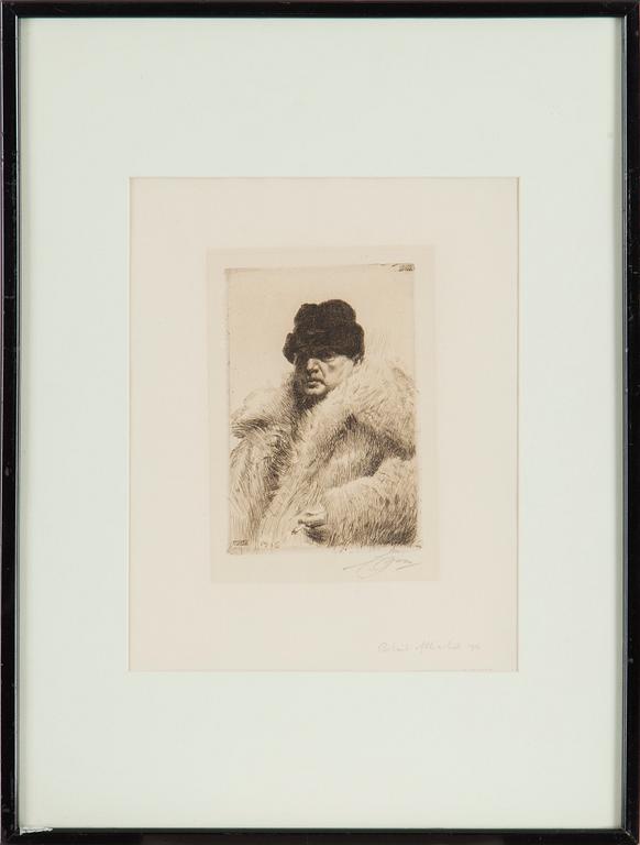 ANDERS ZORN, etching, 1916, signed in pencil.