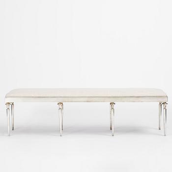 Torkov, a silver-plated metal bench, Illums Bolighus, Denmark, 1930s.