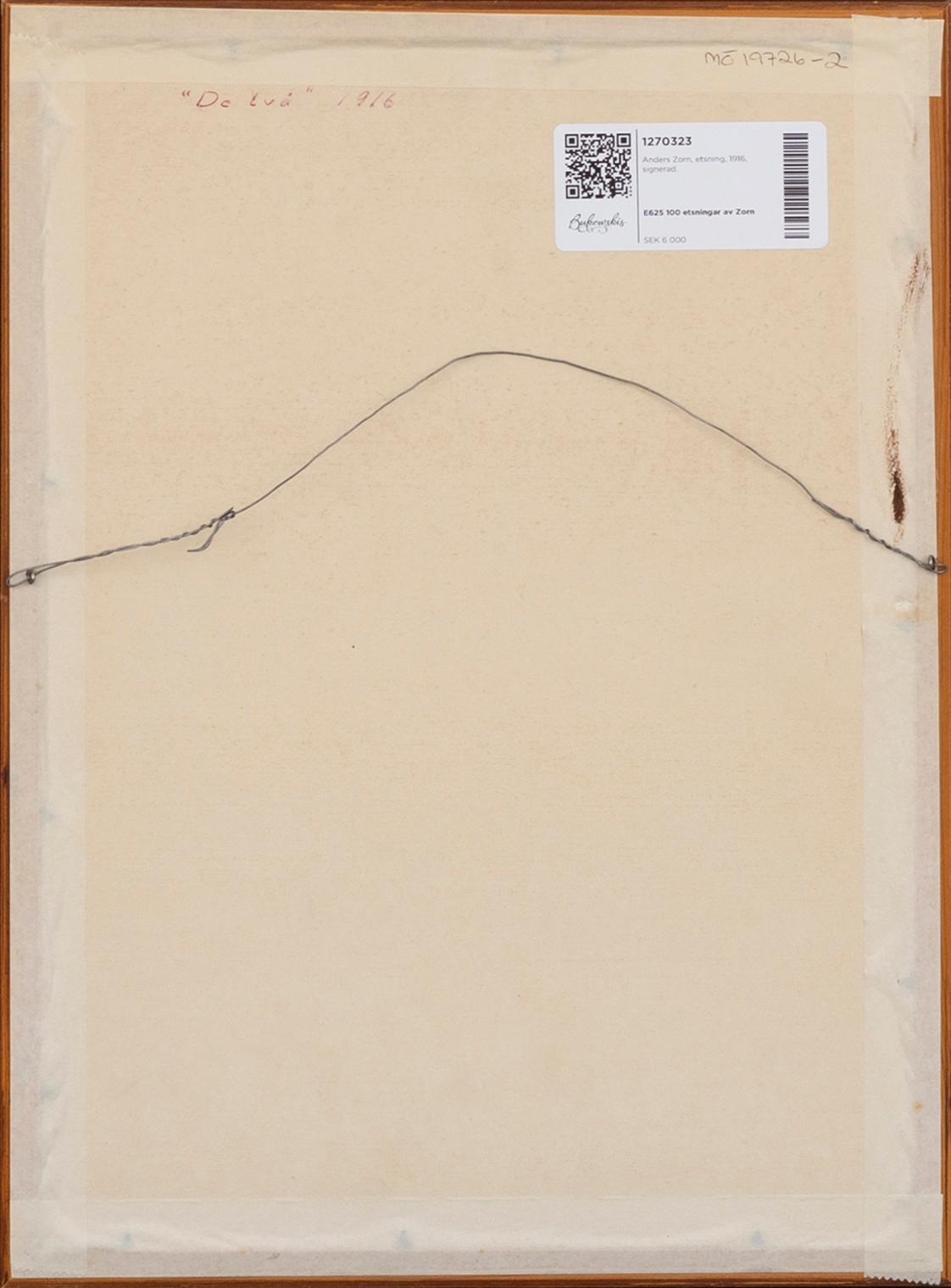 Anders Zorn, a signed etching form 1916.