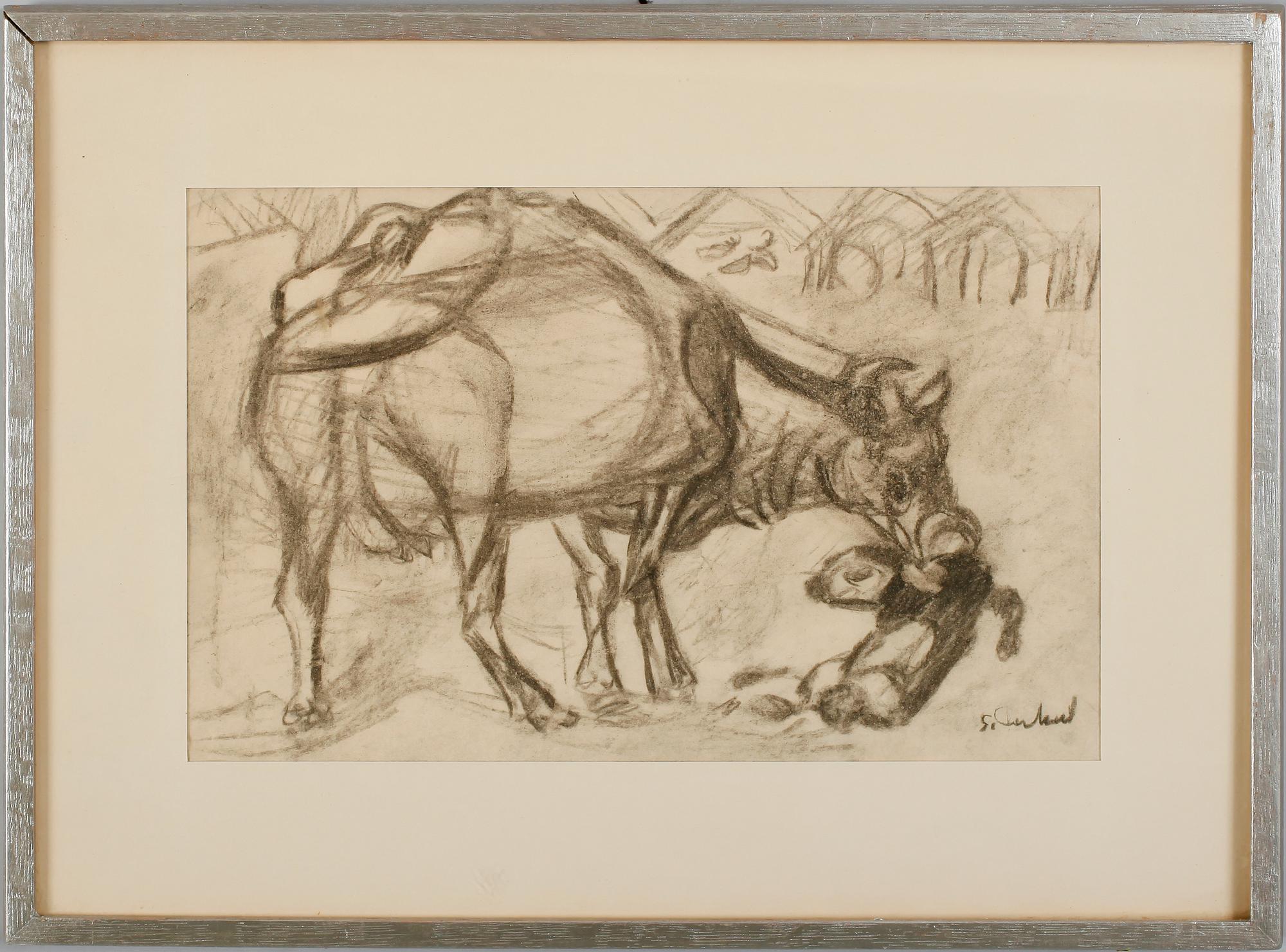 SIRI DERKERT, krita, signerad.