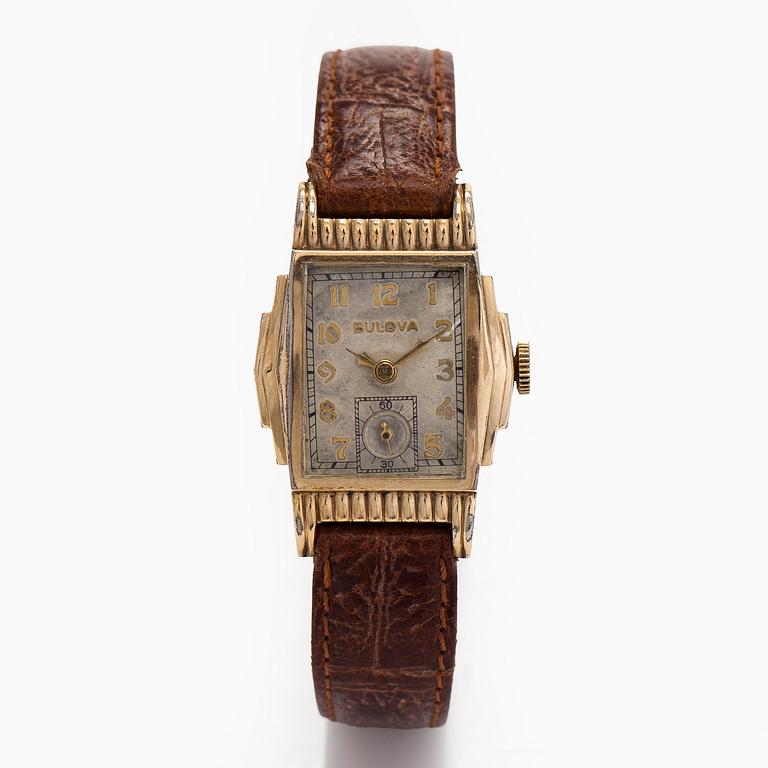 Bulova, ‘Winston’, wristwatch, 25 x 29 mm, gold-plated, manual, late 1930s.