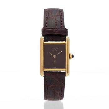 CARTIER, must de Cartier Tank, rannekello, 20 x 20-28 mm.