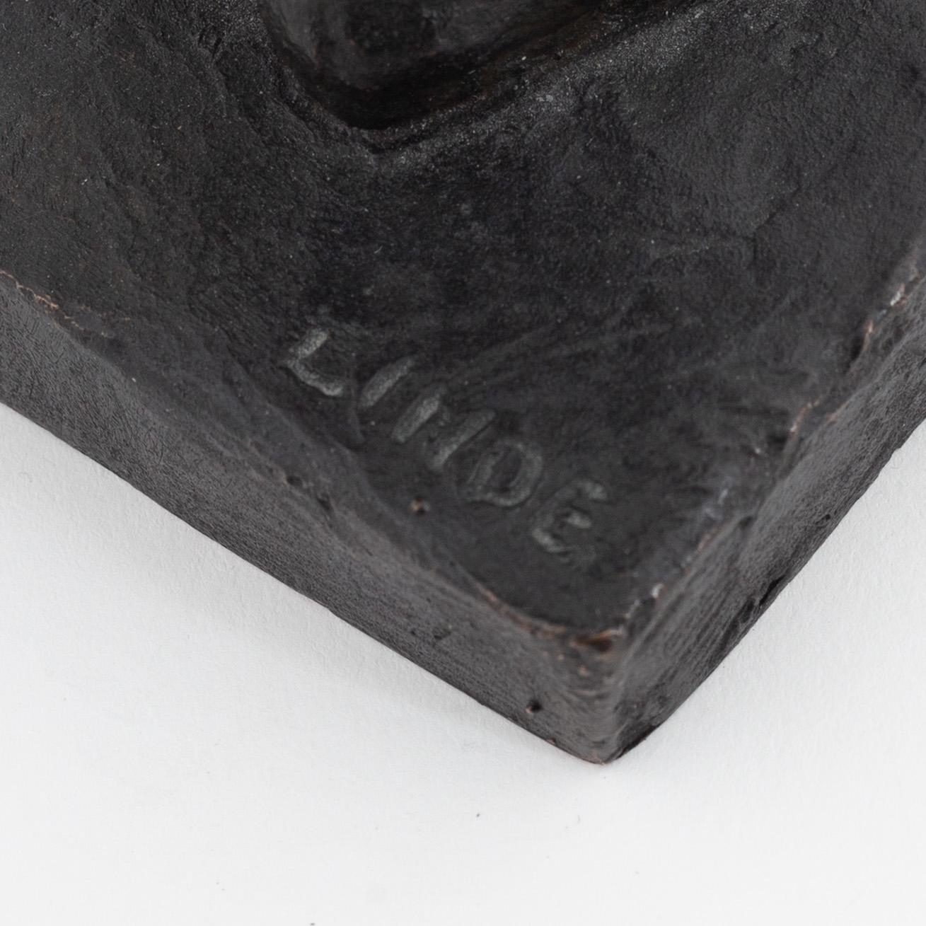 Peter Linde, a bronze sculpture, signed.