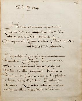 Manuscripts, from Queen Christina's 17th century library,  'Manuscript Medici I'.