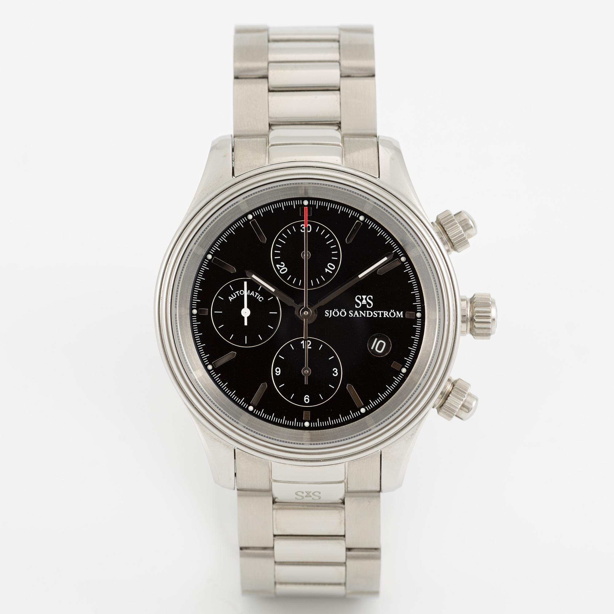 Sjöö Sandström, Royal Steel Chronograph, wristwatch, 42 mm.
