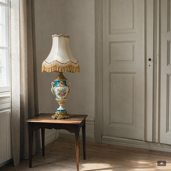 Bordslampa, Sèvres-stil, omkring år 1900.
