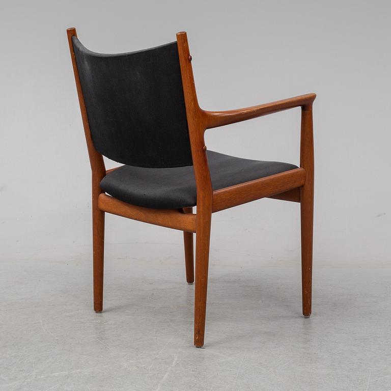 A teak armchair by Hans J Wegener for Johannes Hansen.
