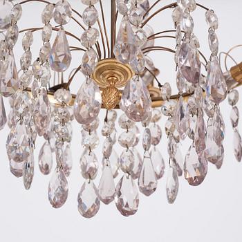 A Gustavian six-light chandelier, Stockholm, second part of the 18th century.