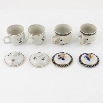 A set of four (2+2) custard cups with covers, Qing dynasty, 18th Century.