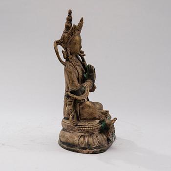 BODHISATTVA, delvis förnicklad mässing, 1900-tal.