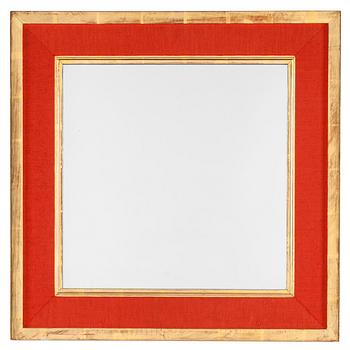 397. A mirror attributed to Estrid Ericson, Svenskt Tenn 1950's, the frame covered in red fabric.