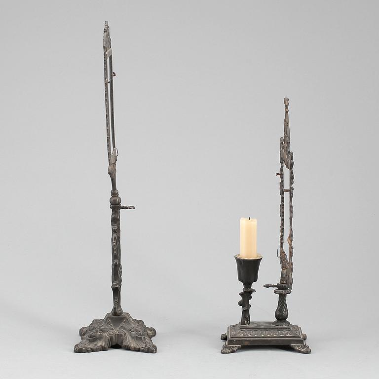 LITOFANISTÄLL, 2 stycken, gjutjärn, 1800-tal.