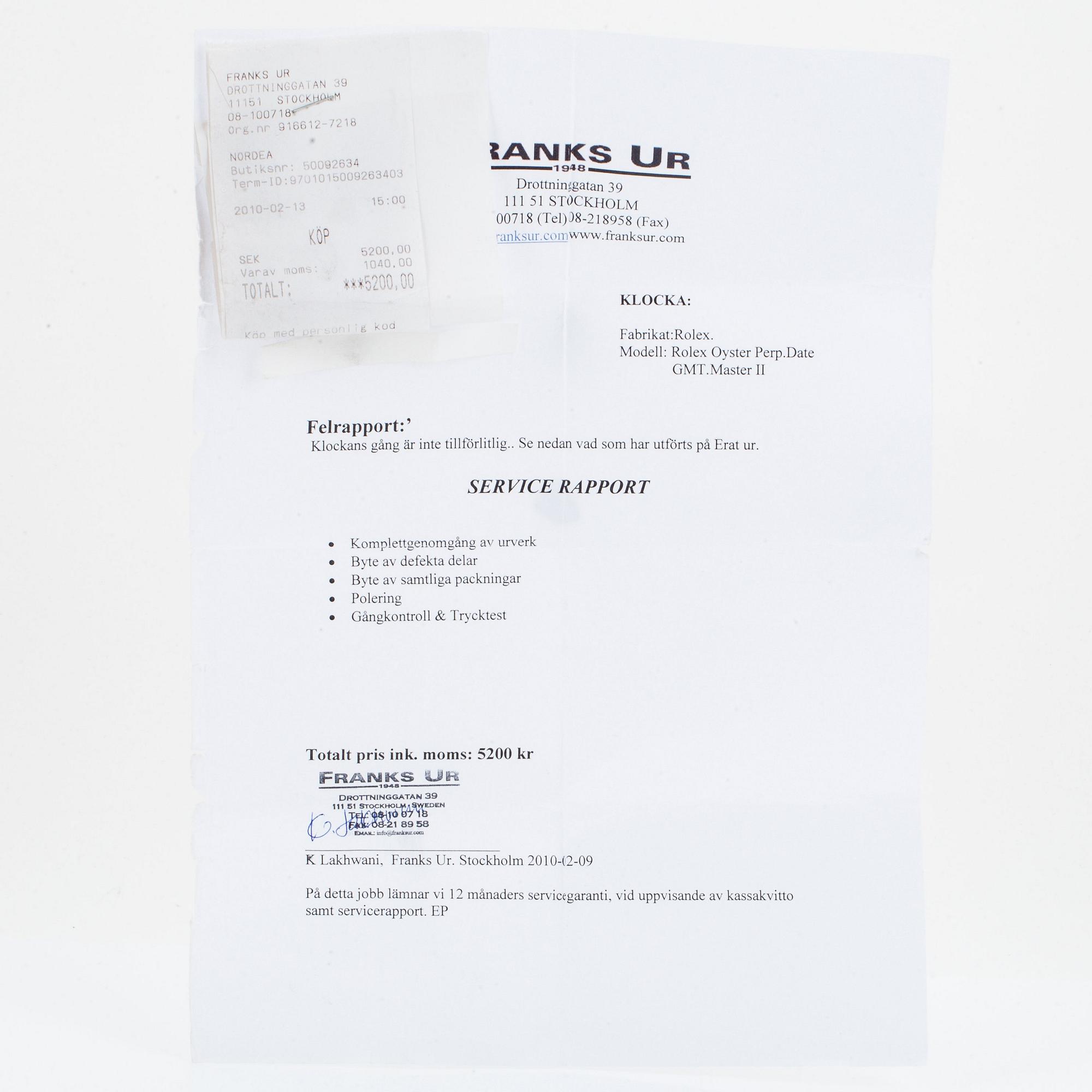 ROLEX, GMT-Master II, "Stick Dial".