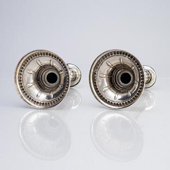 A pair of Swedish 18th century silver candlesticks, mark of Johan Schröder, Landskrona 1790.
