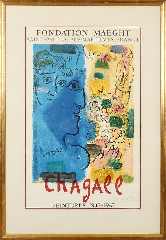 MARC CHAGALL, litografisk affisch, signerad, 1967.