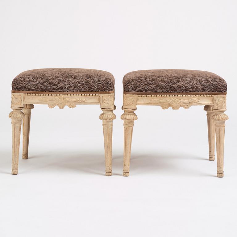 A pair of Gustavian stools, Stockholm, second part of the 18th century.