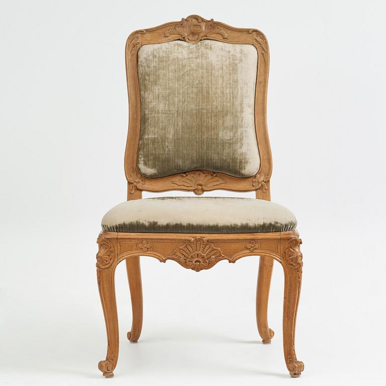 A Royal Swedish rococo chair decorated by  Johan Liung 1747.